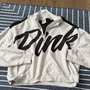 PINK Victoria's Secret Gray and Black Quarter-Zip Sweatshirt